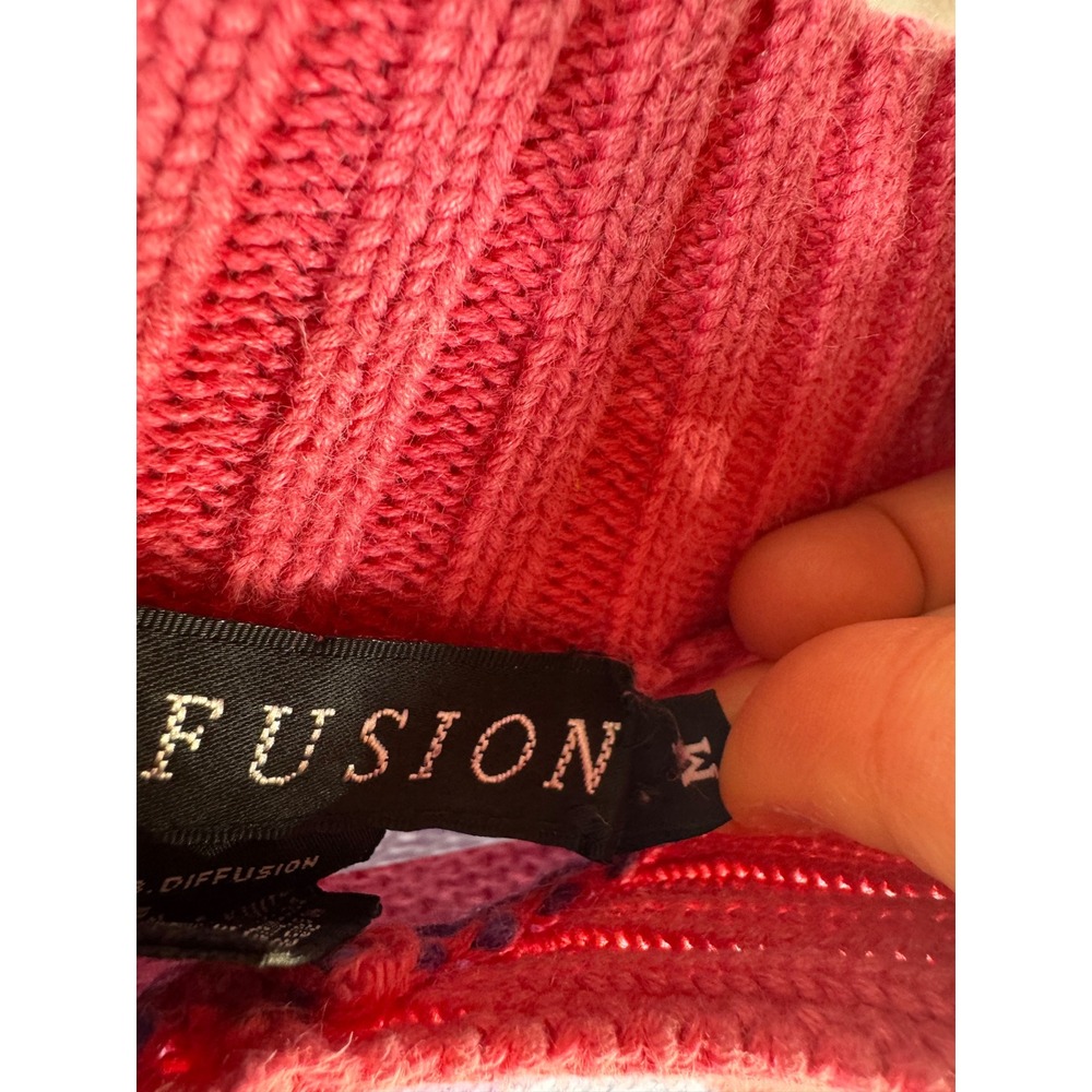 Vintage 1989 I.B. Diffusion Pink Geometric Intarsia Ramie Cotton Sweater Medium - Picture 10 of 10